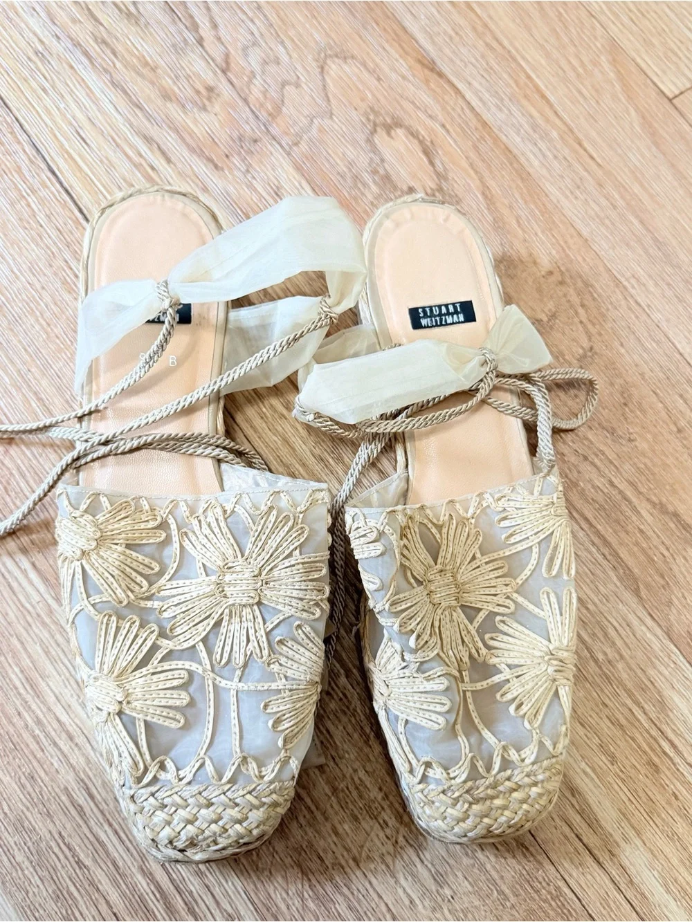 Stuart Weitzman Vintage Espadrille Lace Up Sandals